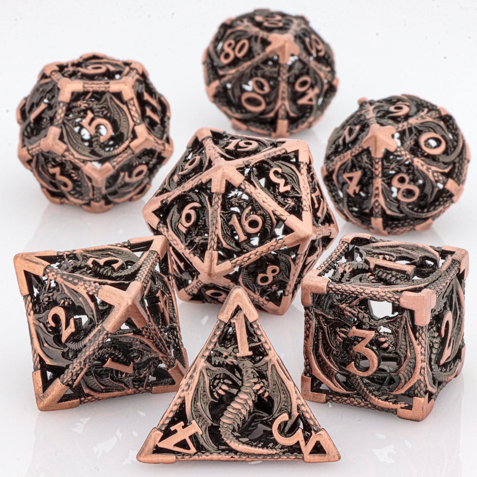 Winged Dragon Metal Dice Sets – 7-Piece Dice Set