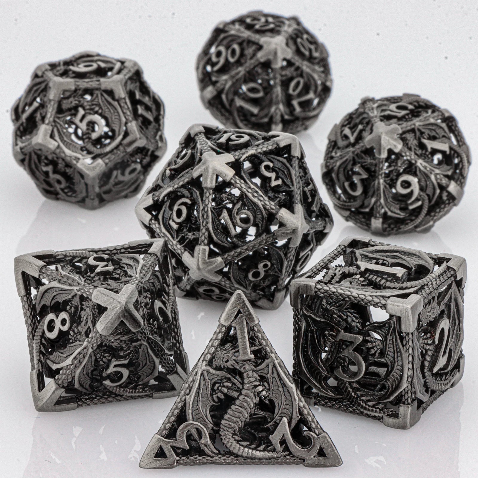 Winged Dragon Metal Dice Sets – 7-Piece Dice Set