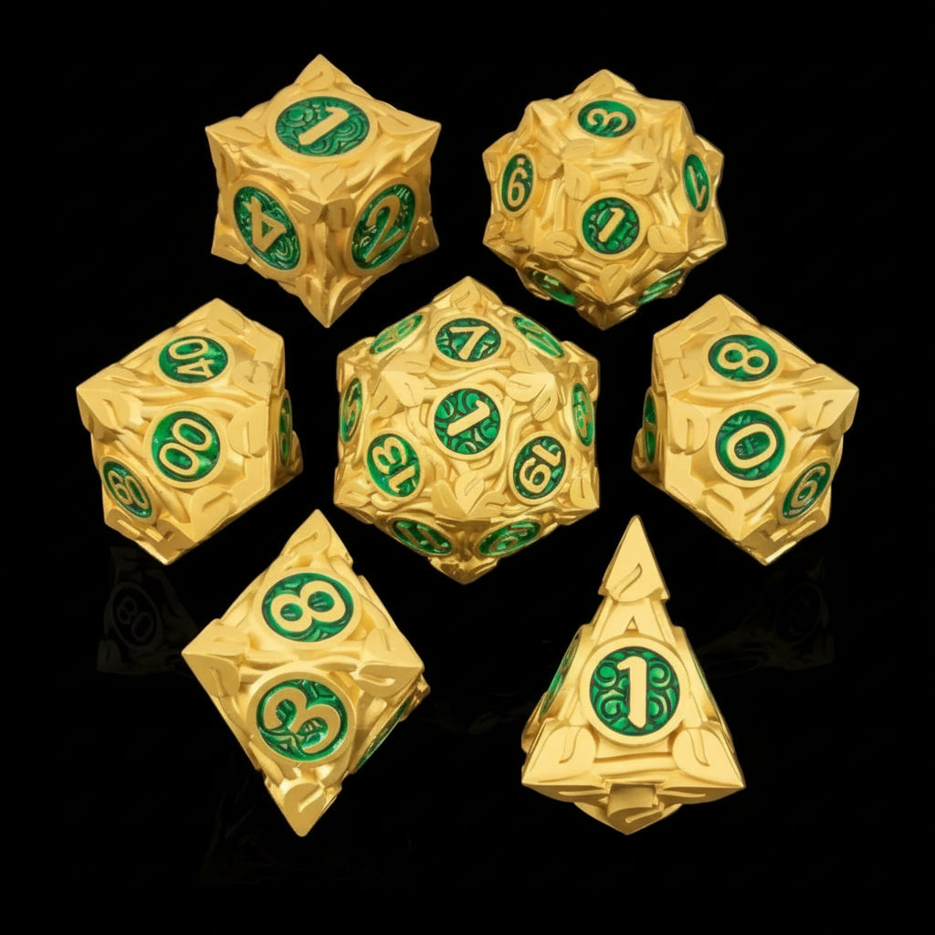 Nature Vines Leaf Metal Dice Sets – 7-Piece Dice Set