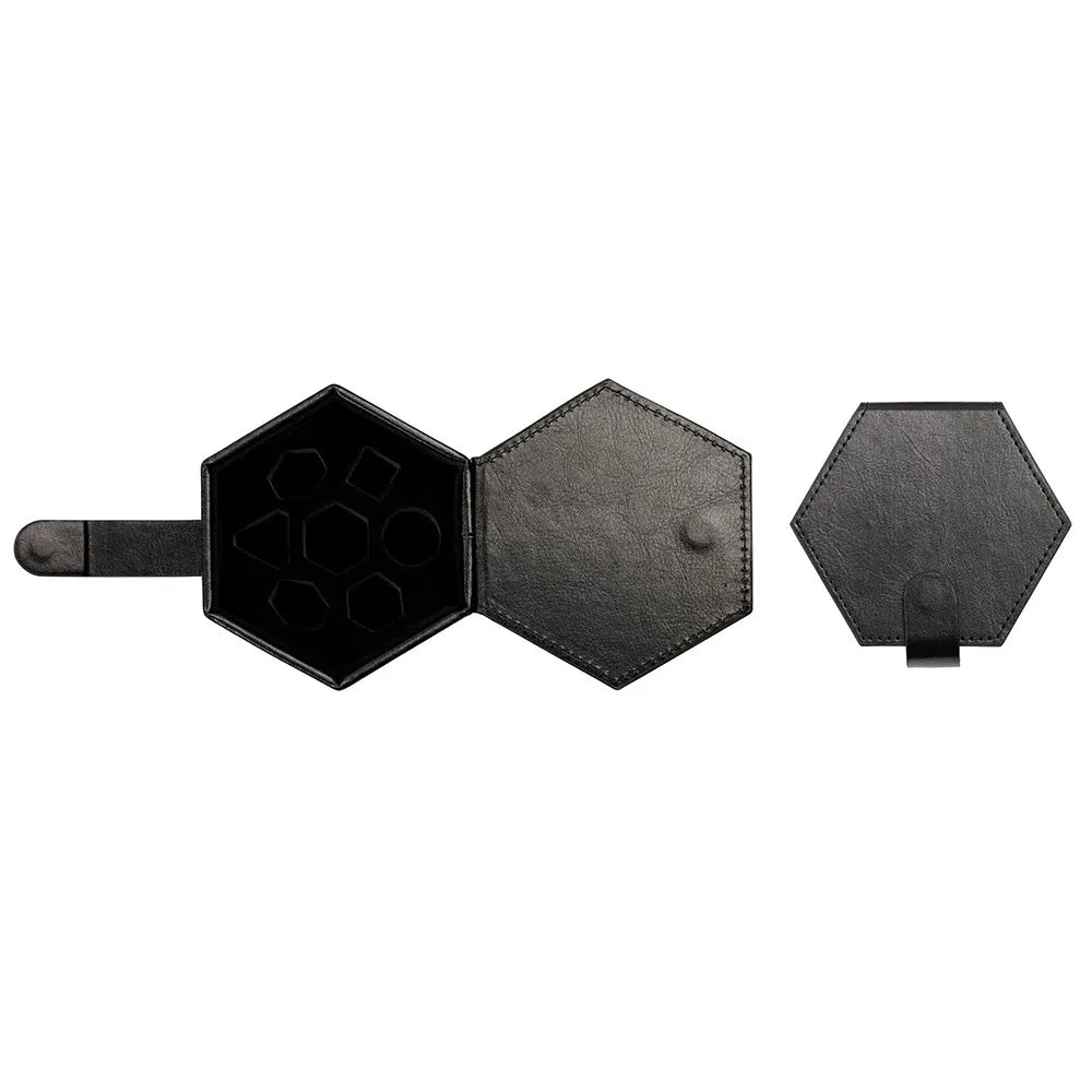 Portable Faux Leather Hexagonal Dice Storage Box
