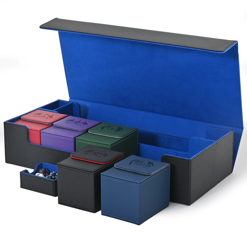 7-in-1 Card Deck Storage Box with Dice Tray – Holds 2,400+ Cards & Includes 5 Small Deck Cases
