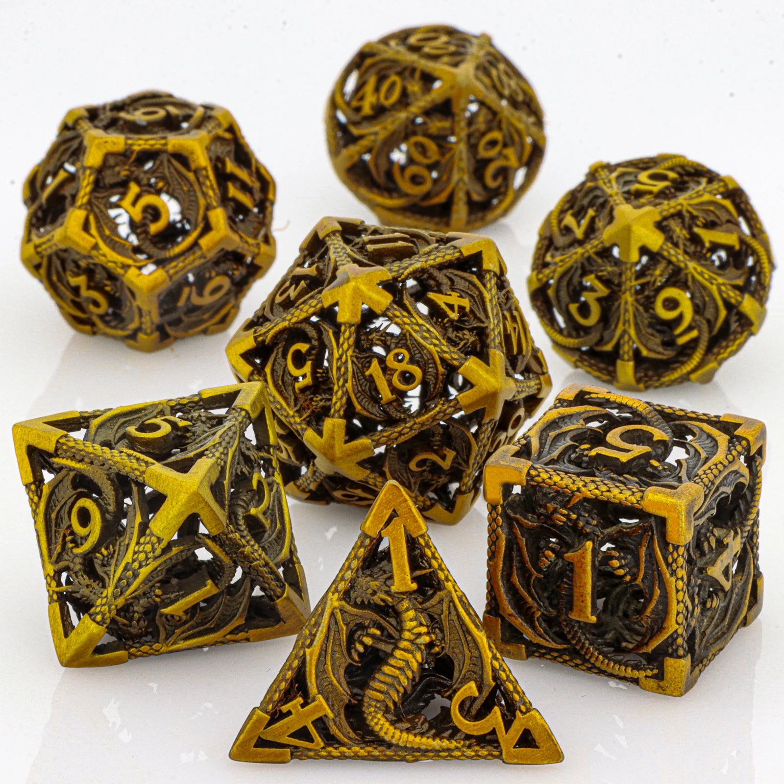 Winged Dragon Metal Dice Sets – 7-Piece Dice Set