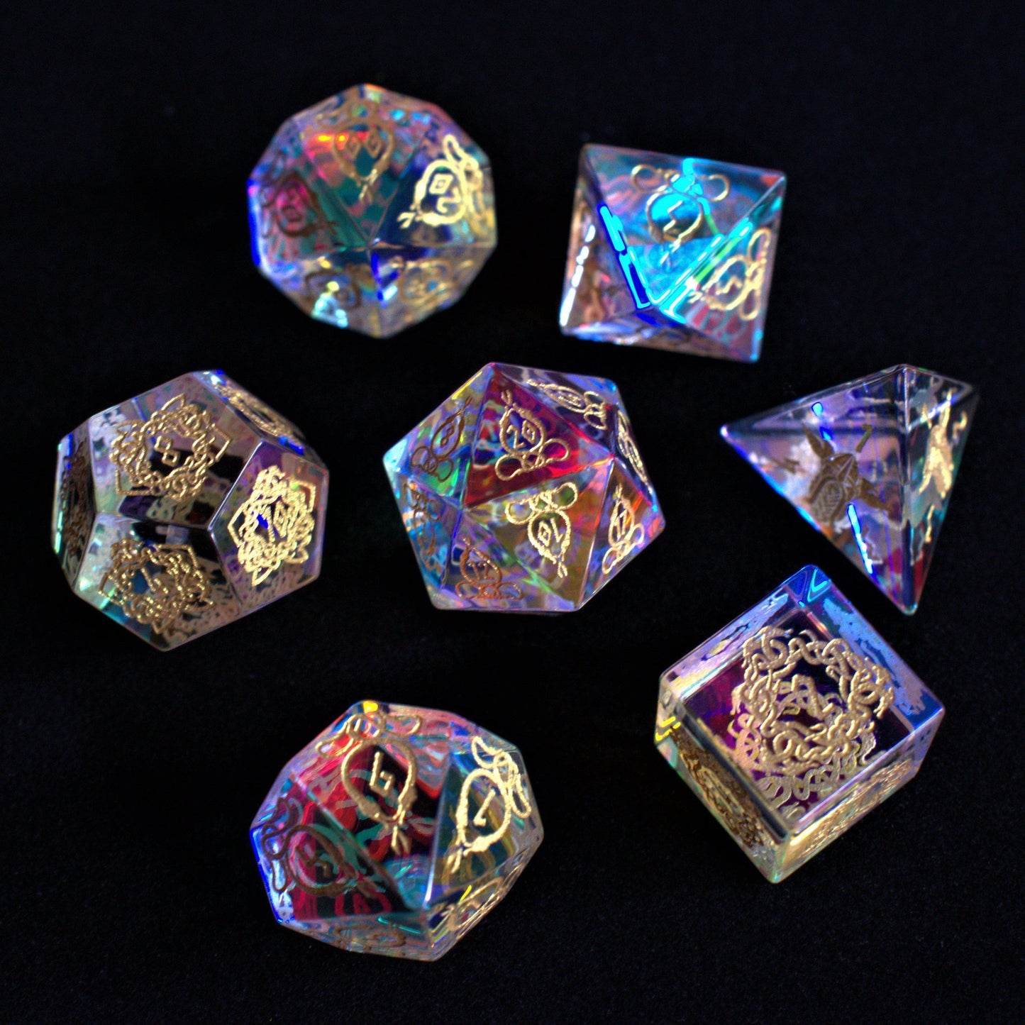 World Serpent Prism Glass Dice Set