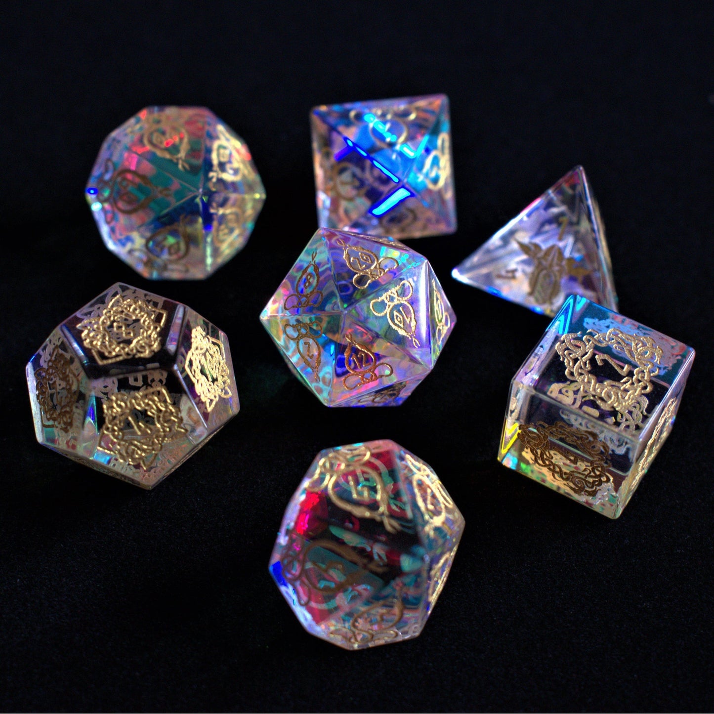 World Serpent Prism Glass Dice Set