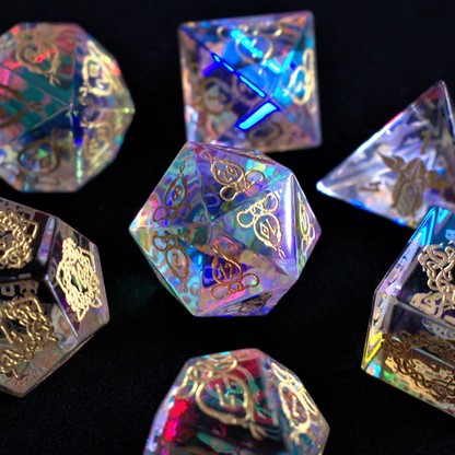 World Serpent Prism Glass Dice Set