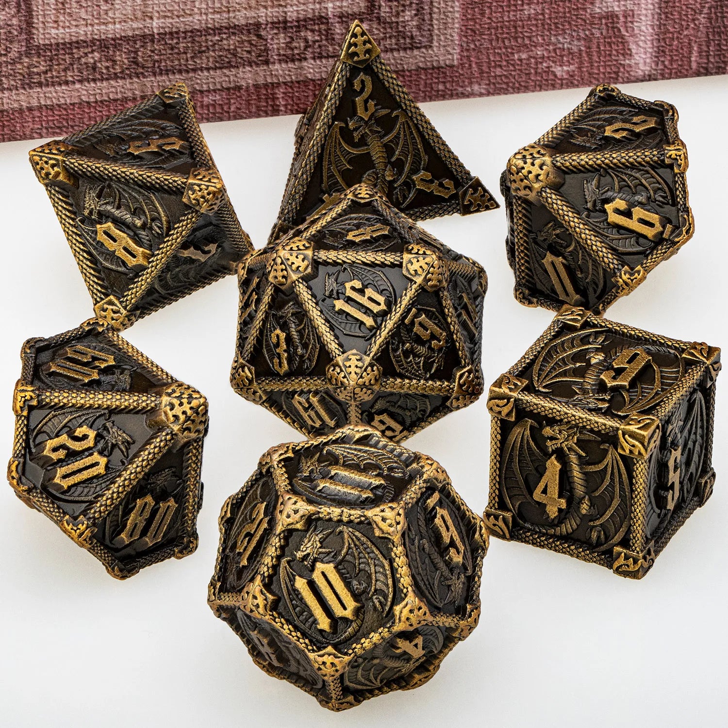 Furious Dragon Metal Dice Sets – 7-Piece Dice Set