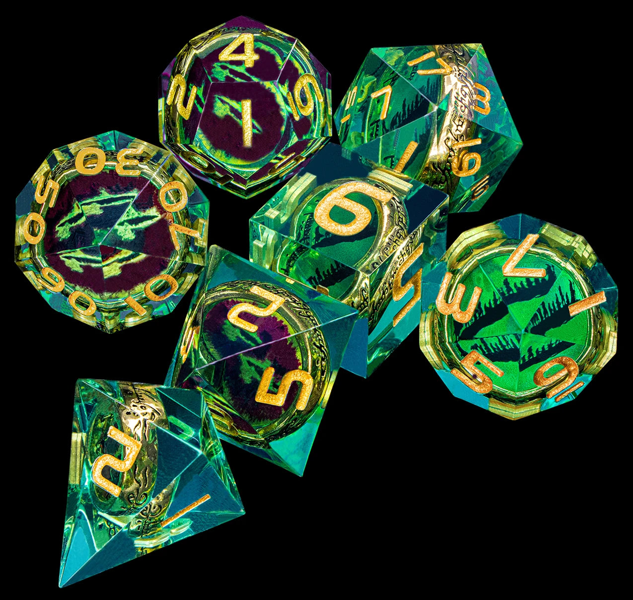 Eye of Sauron & LOTR Dice Set - 7-Piece Liquid Core Dice Sets