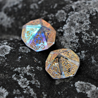 Coral Reef Prism Glass Dice Set