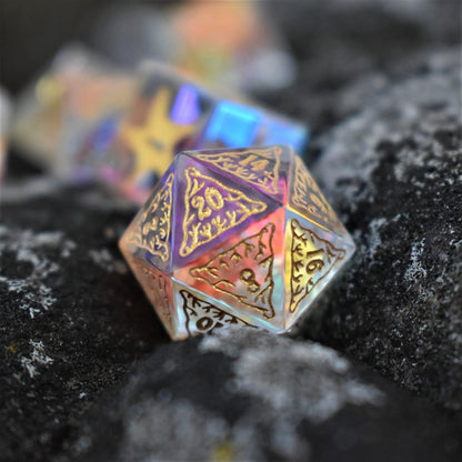Coral Reef Prism Glass Dice Set