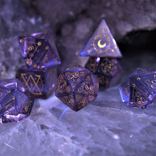 Arcane Sigil Purple Glass Dice Set