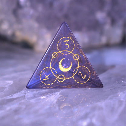 Arcane Sigil Purple Glass Dice Set