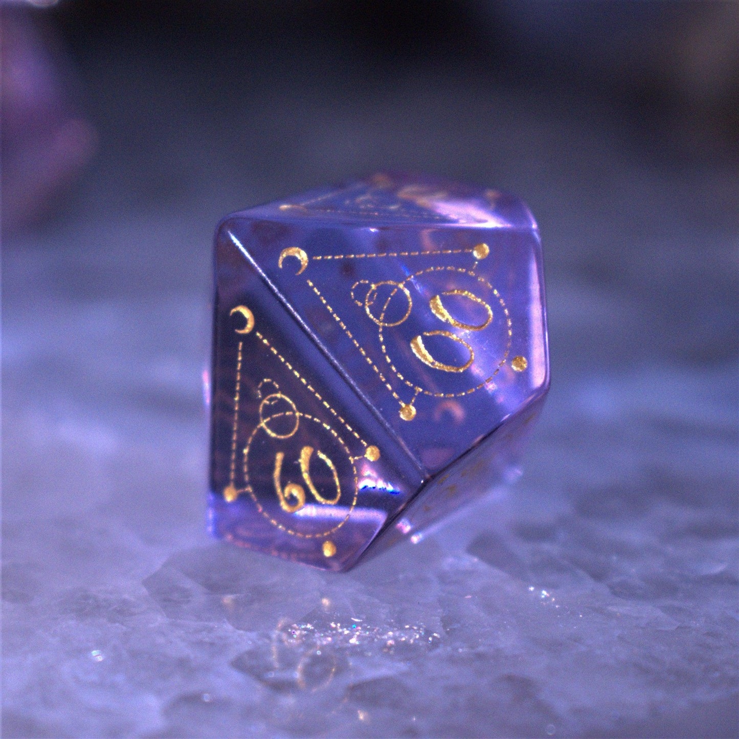 Arcane Sigil Purple Glass Dice Set