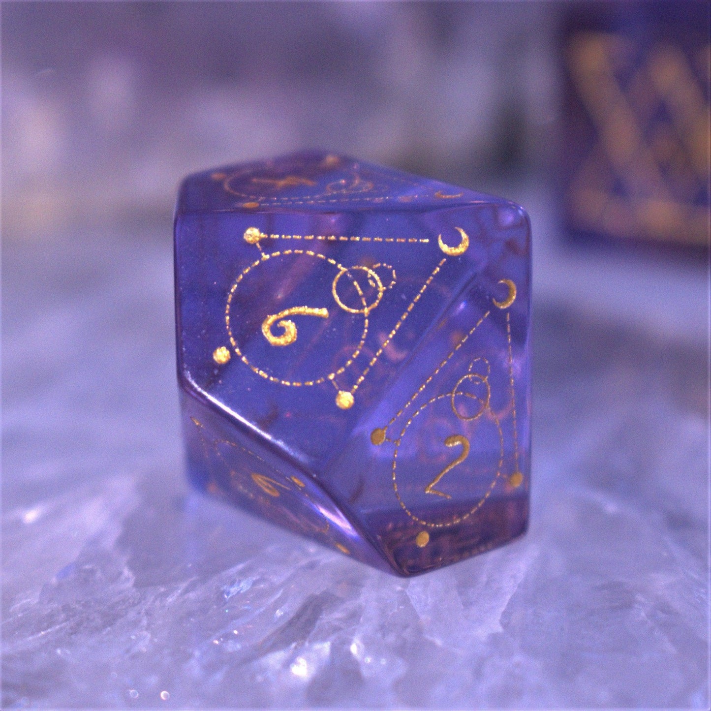 Arcane Sigil Purple Glass Dice Set