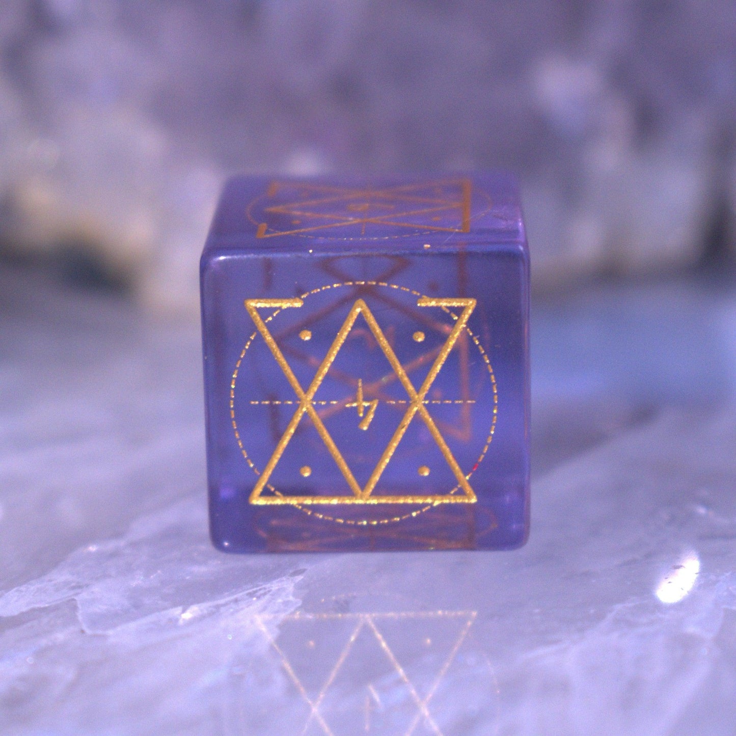Arcane Sigil Purple Glass Dice Set