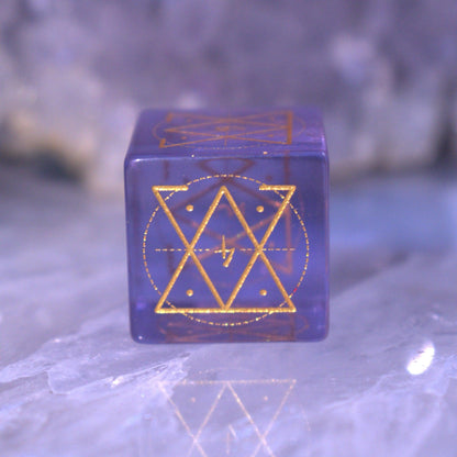Arcane Sigil Purple Glass Dice Set