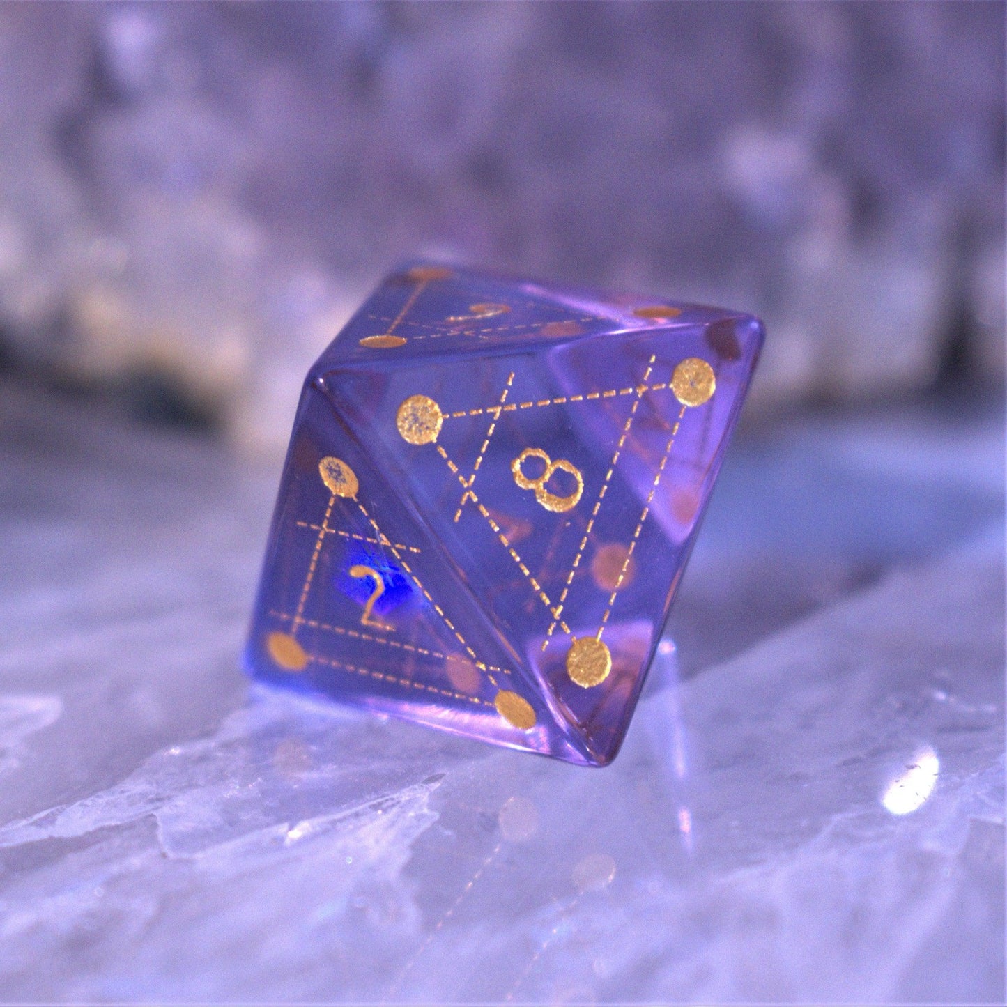 Arcane Sigil Purple Glass Dice Set