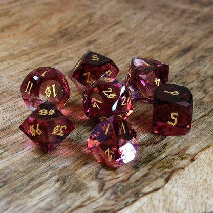 Crimson Prism Glass Dice Set