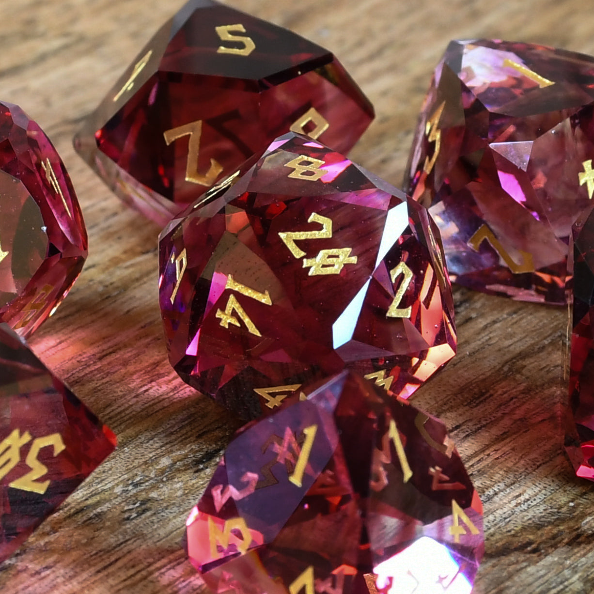 Crimson Prism Glass Dice Set