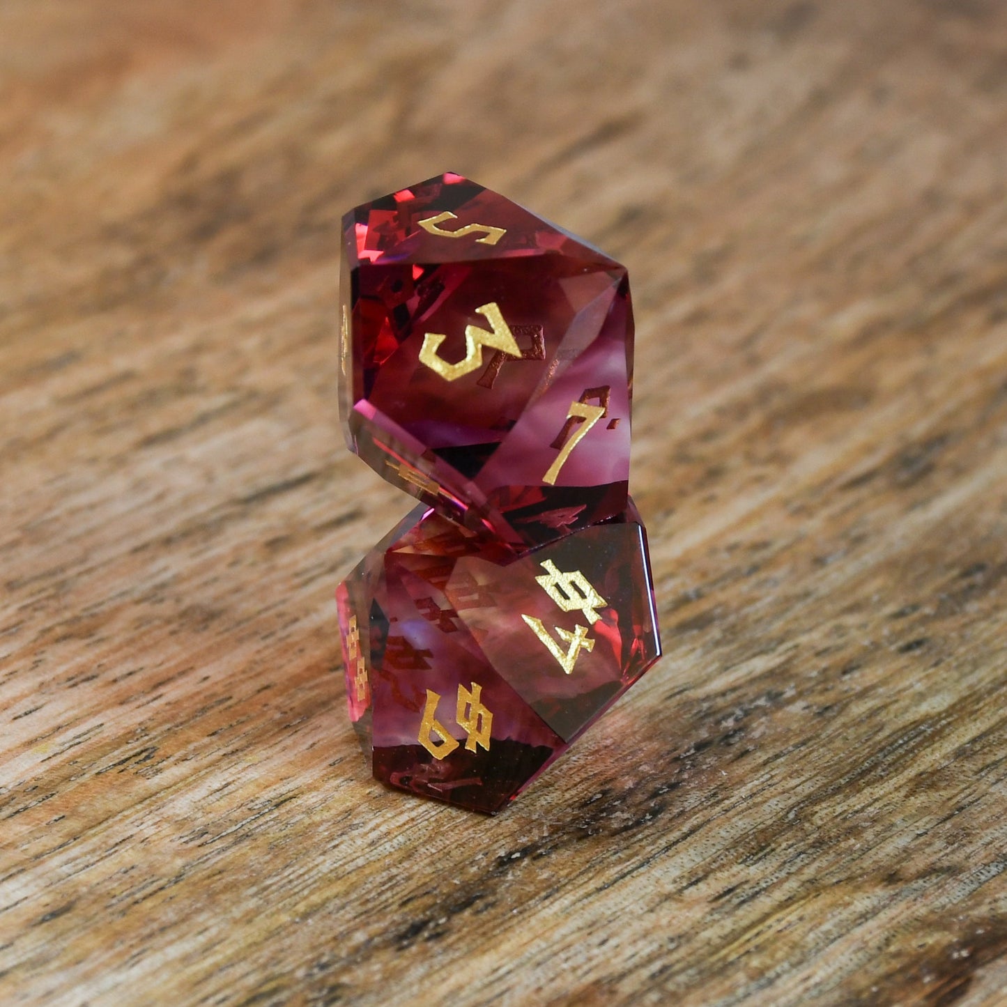 Crimson Prism Glass Dice Set