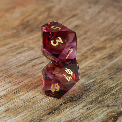 Crimson Prism Glass Dice Set