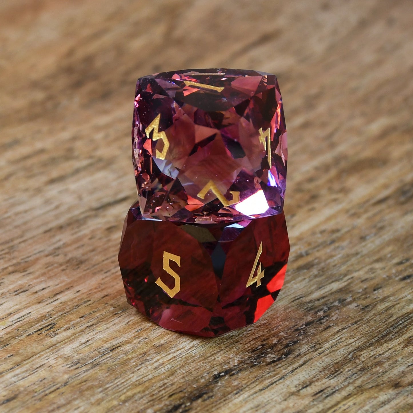 Crimson Prism Glass Dice Set