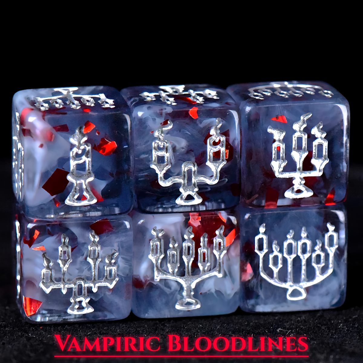 Vampire Themed Dice Set in Blue and Silver - d6 Candles