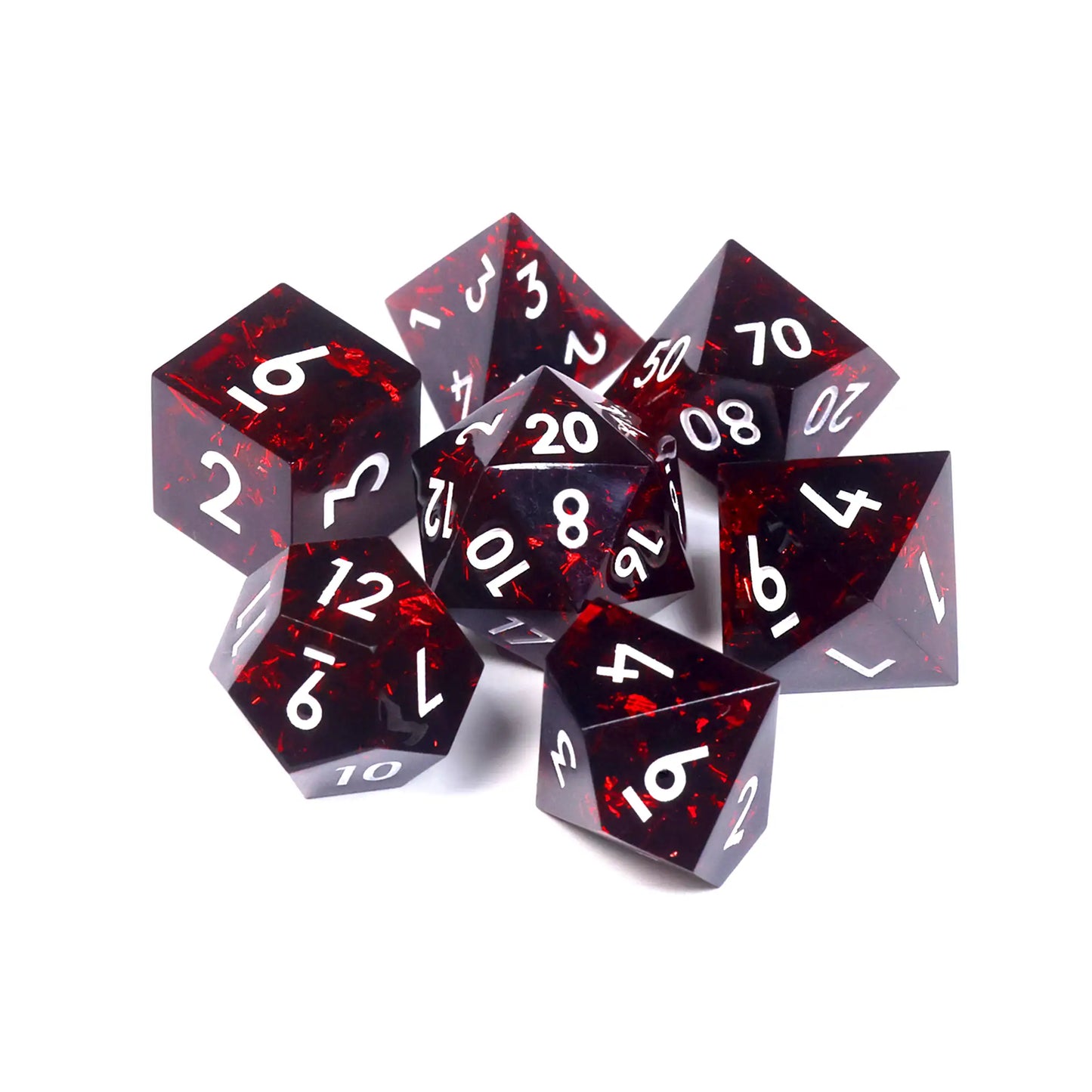 Ruby Red VHS Sharp Edge Dice Set