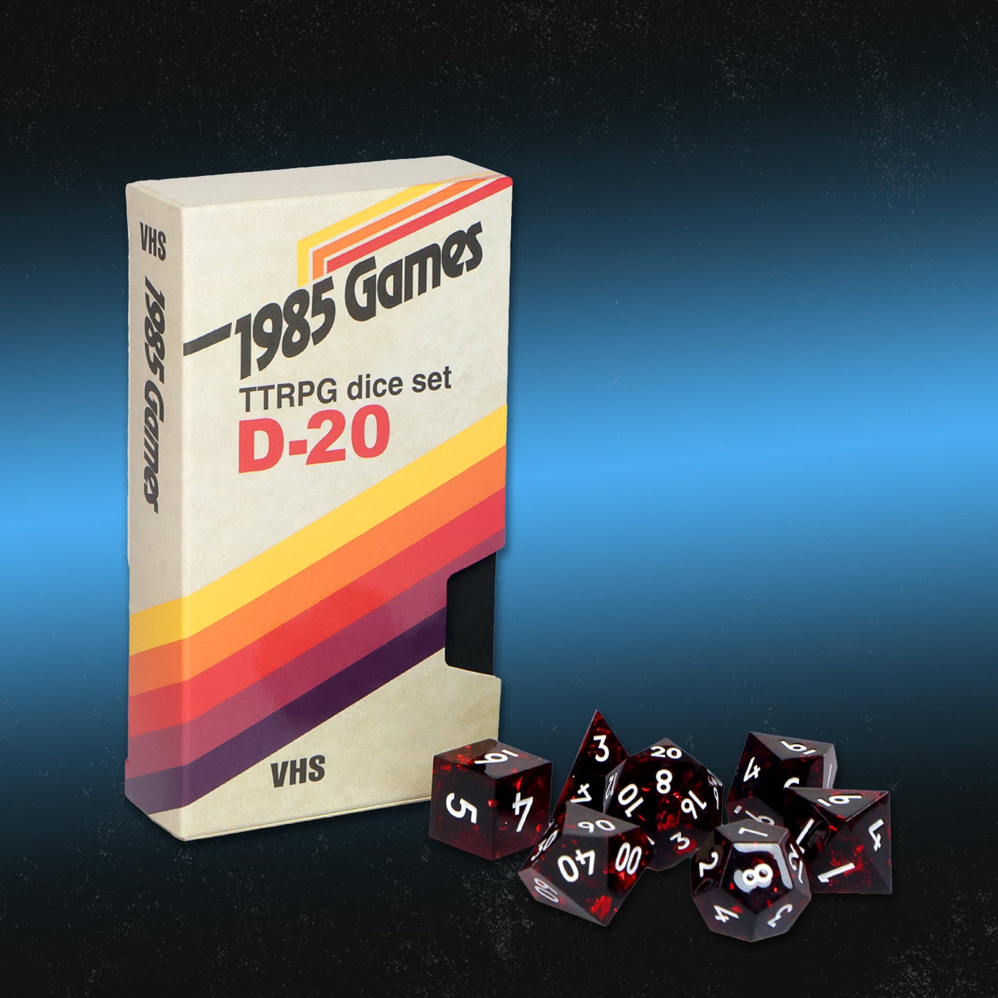 Ruby Red VHS Sharp Edge Dice Set