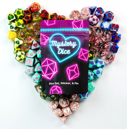 Sweetheart Mystery Dice | Hearts & Flowers DnD Dice Set