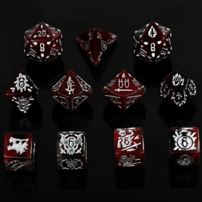 Blood Hunter Themed Dice Set in Red and White - Alt Full