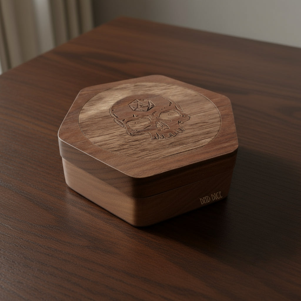 Dice Case Bone Prison Design Walnut Box Close Up
