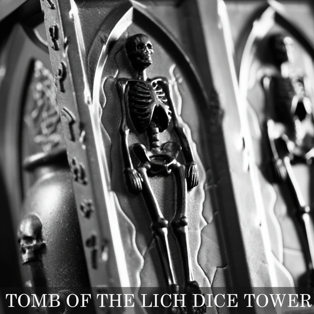 DnD Resin Dice Tower – Tomb of the Lich Design - Skeleton Close Up