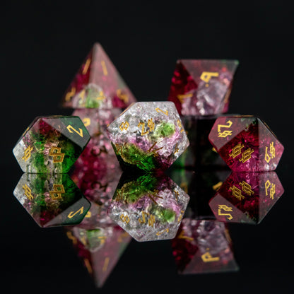 Verdant Bloom Shattered Glass Dice Set