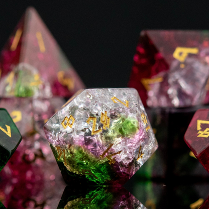 Verdant Bloom Shattered Glass Dice Set