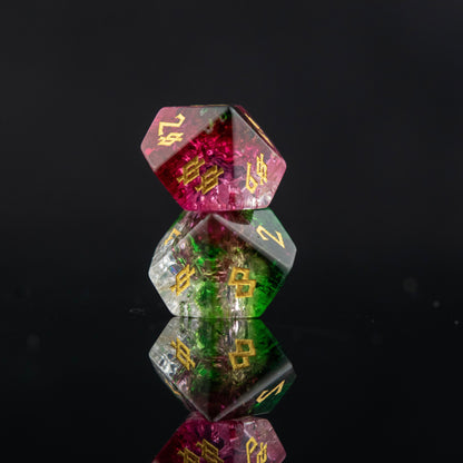 Verdant Bloom Shattered Glass Dice Set