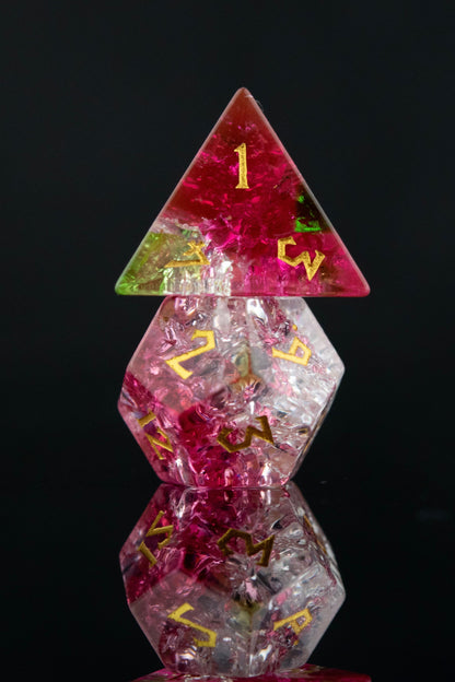 Verdant Bloom Shattered Glass Dice Set