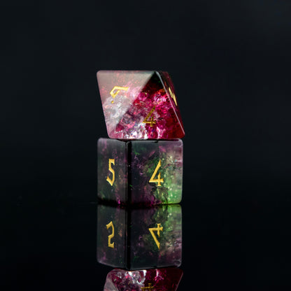 Verdant Bloom Shattered Glass Dice Set