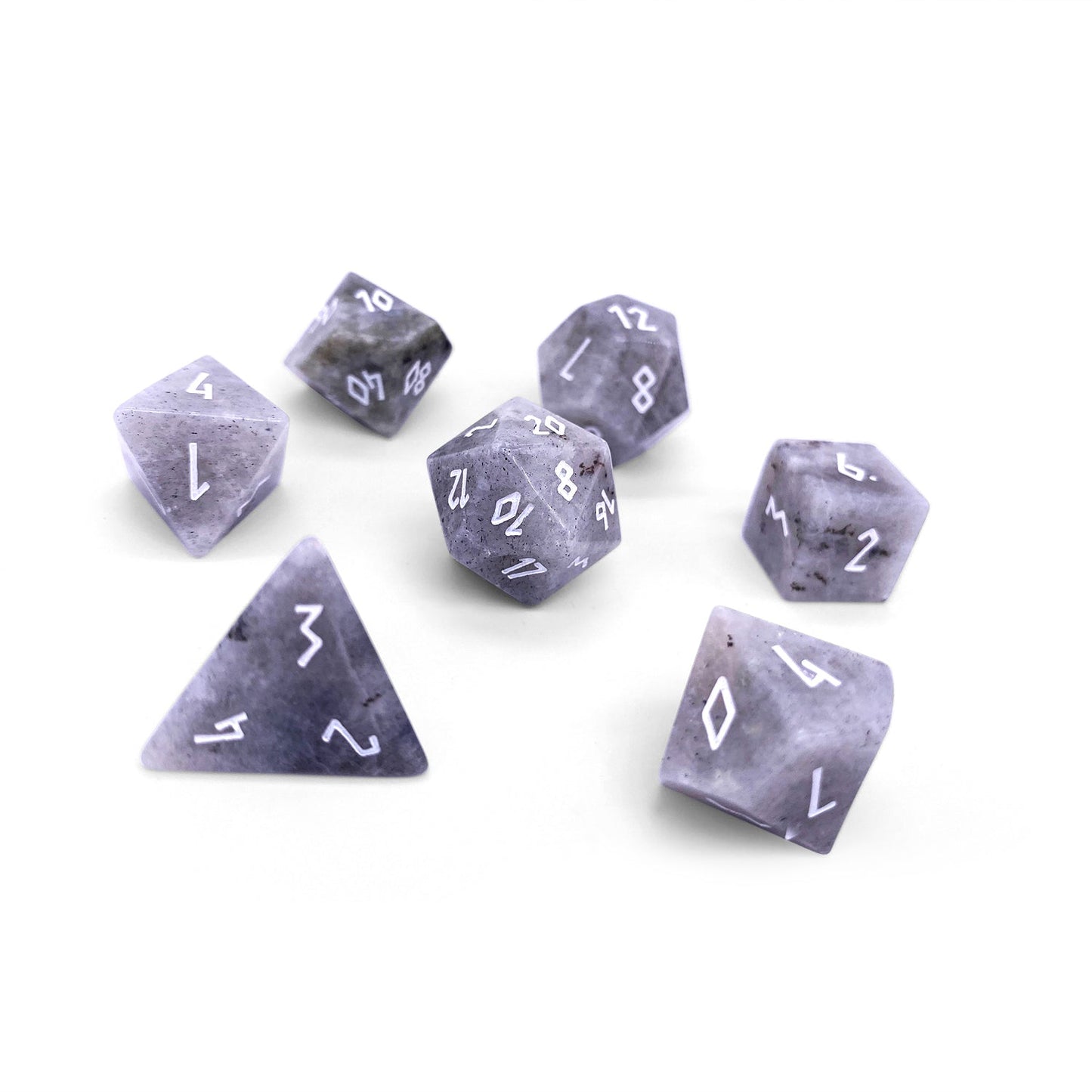 White Labradorite Dice Set | Gemstone Dice