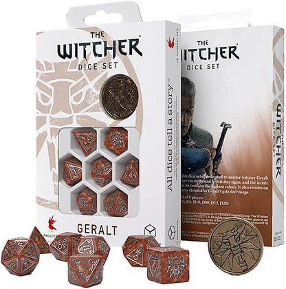 DnD Witcher Dice Set - Brown and Silver - Witcher Coin