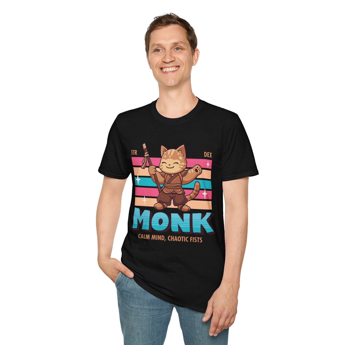 DnD Monk Tshirt Kawaii Cat - Men's Shirt
