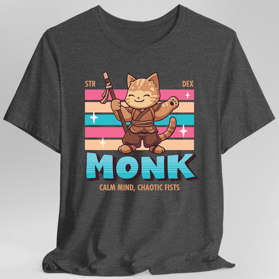 DnD Monk Tshirt Kawaii Cat  - Gray