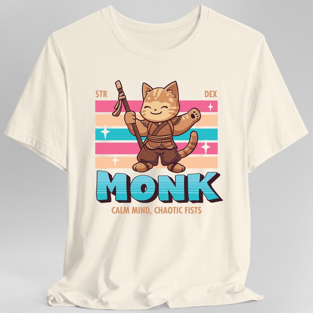 DnD Monk Tshirt Kawaii Cat - White