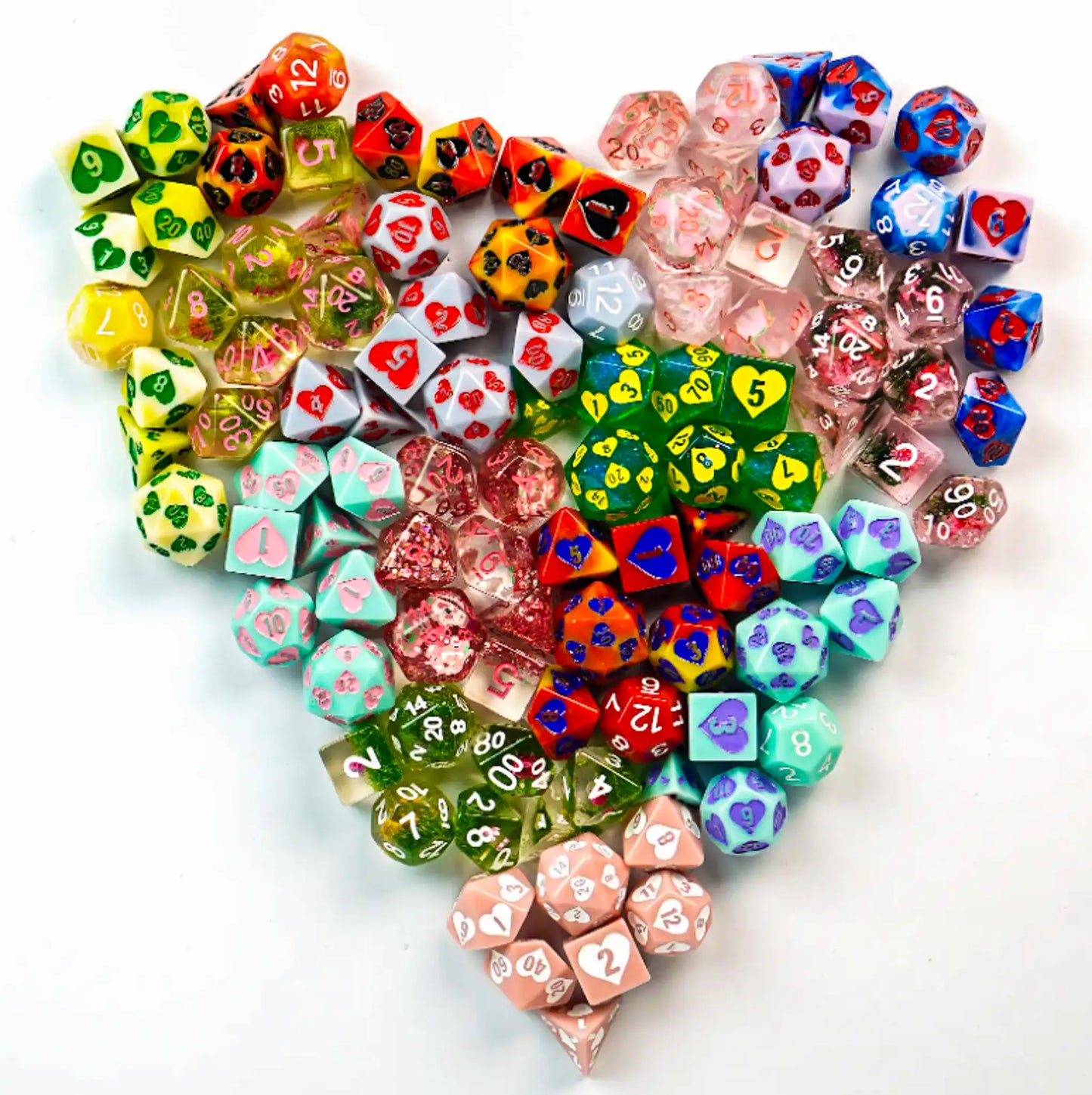 Sweetheart Mystery Dice | Hearts & Flowers DnD Dice Set